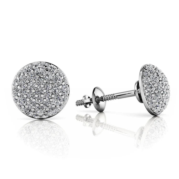 Boucles d'oreilles serties de Naturel diamants ronds taille brillant 4 carats pavés pour femmes