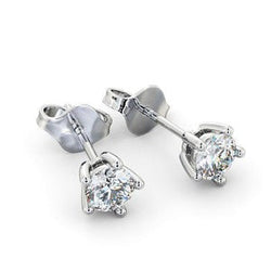 Boucles d'oreilles serties de griffes de 2.00 carats avec Réel diamants ronds en or 14 carats