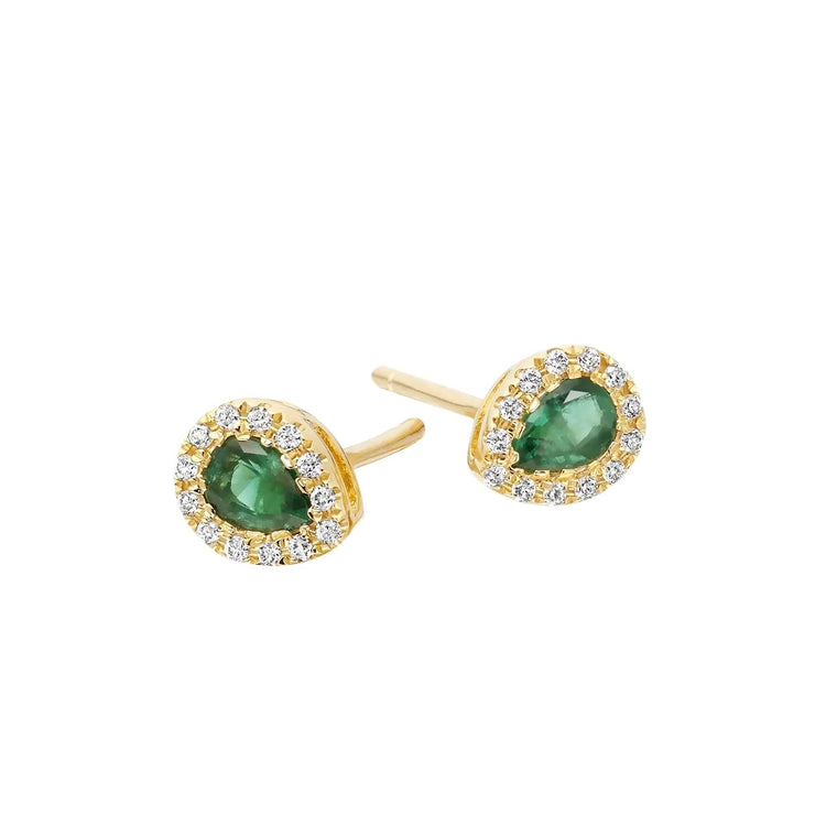 Boucles d'oreilles serties d'émeraudes Vert et de diamants 6.80 carats en or jaune 14K