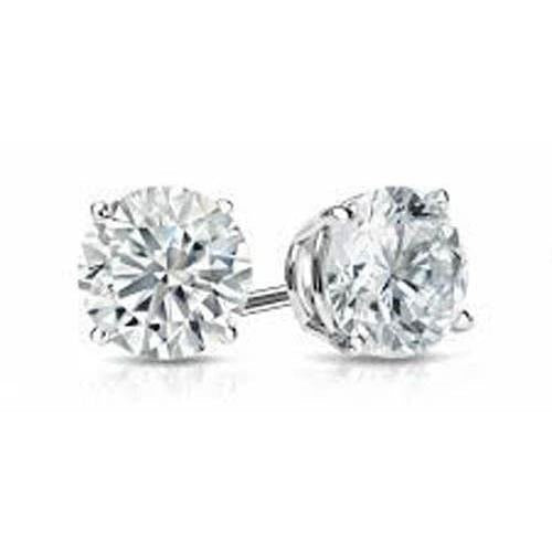 Boucles d'oreilles solitaires Réel diamant 1.80 ct. Or Blanc 14K