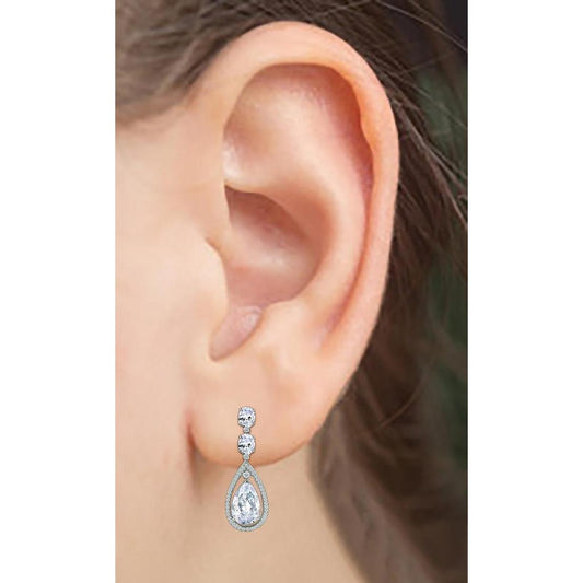 Boucles D'oreilles Pendantes En Réel Diamant 4 Carats Paire De Boucles D'oreilles Pendantes En Diamant Poire