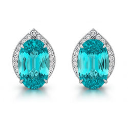 Boucles d'oreilles Paraiba étincelantes en or blanc 2,70 ct