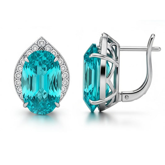 Boucles d'oreilles Paraiba étincelantes en or blanc 2,70 ct