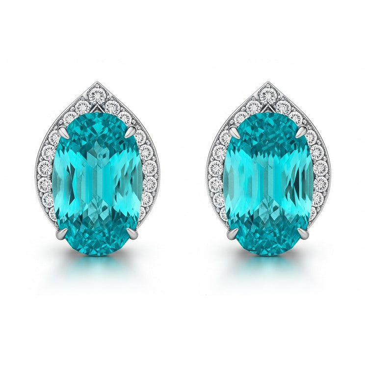 Boucles d'oreilles Paraiba étincelantes en or blanc 2,70 ct