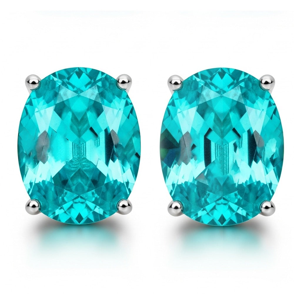 Boucles d'oreilles Paraiba intemporelles à taille ovale
