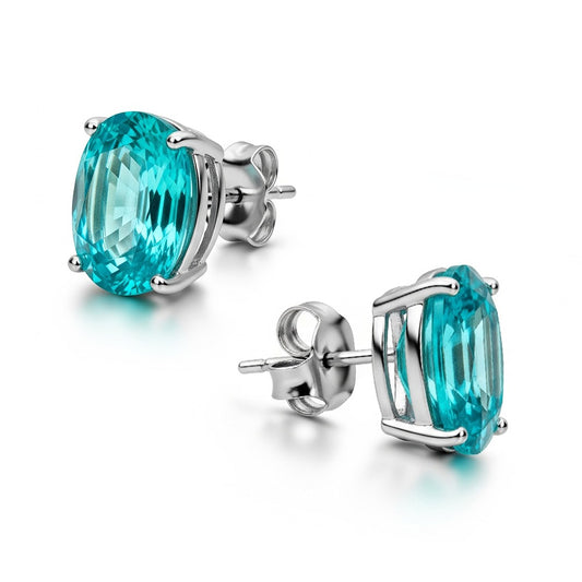 Boucles d'oreilles Paraiba intemporelles à taille ovale