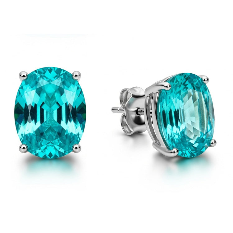 Boucles d'oreilles Paraiba intemporelles à taille ovale