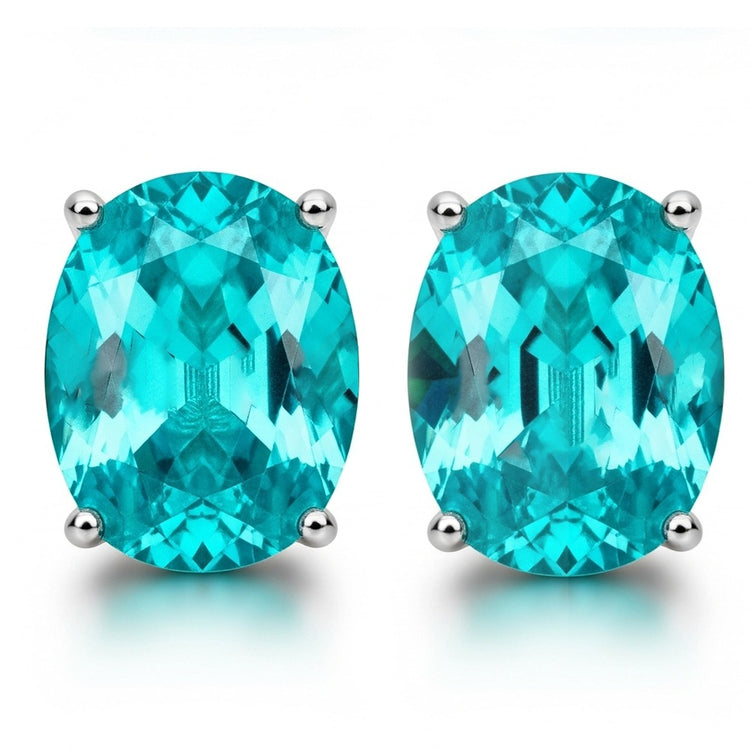 Boucles d'oreilles Paraiba intemporelles à taille ovale