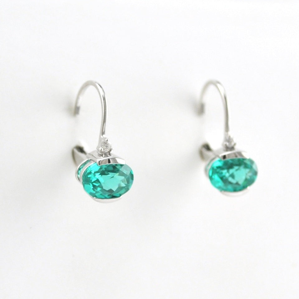 Boucles d'oreilles dormeuses ovales Paraiba