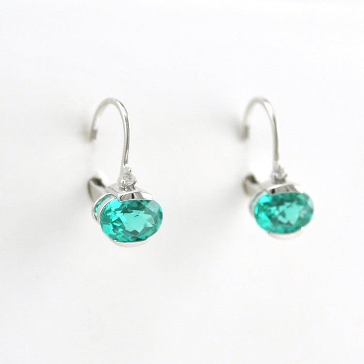 Boucles d'oreilles dormeuses ovales Paraiba