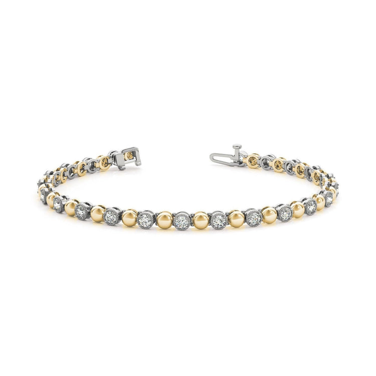 Bracelet À 3,15 Carats De Naturel Diamants Brillants Étincelants 14K D'Or Blanc