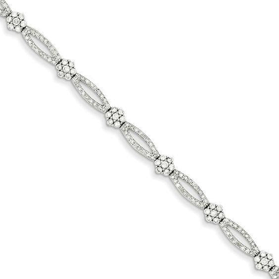 Bracelet À 5 Carats De Naturel Diamants Étincelants Bijoux En Or Blanc