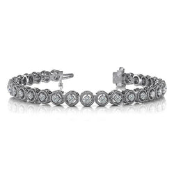 Bracelet A Maillons En Filigrane De Cercle De Réel Diamants 6 Carats En Or Blanc 14 Carats