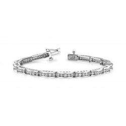 Bracelet À Maillons Et À 7,20 Carats De Véritable Diamants Ronds 14K D'Or Blanc Nouveau