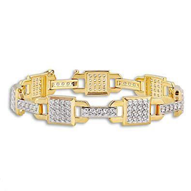 Bracelet À Maillons Pour Hommes. Coupe Ronde. 6.70 Carats. Véritable Diamants 14K YG