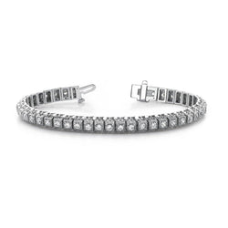 Bracelet A Maillons Réel Diamant Ronds En Or Blanc Millgrain Style Carré 6 Ct