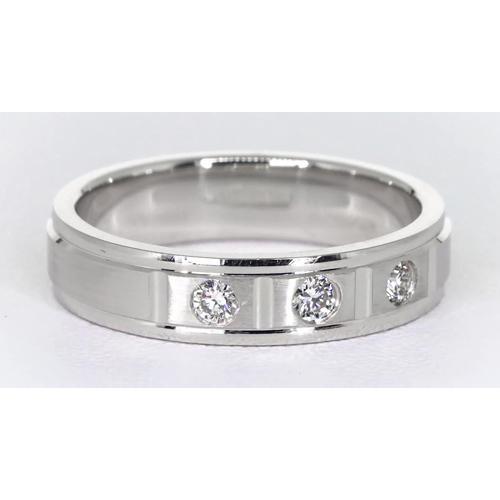 Bracelet Anniversaire Satiné Or Blanc 14K Naturel Diamant Rond 0.45 Carat