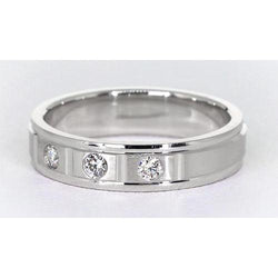 Bracelet Anniversaire Satiné Or Blanc 14K Naturel Diamant Rond 0.45 Carat