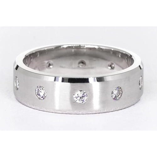 Bracelet Anniversaire Satiné Réel Diamants Ronds Or Blanc 14K