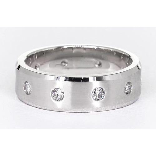 Bracelet Anniversaire Satiné Réel Diamants Ronds Or Blanc 14K