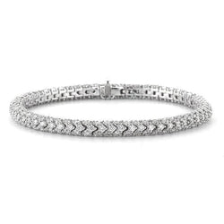 Bracelet Authentique Diamant Rond 12 Carats Bijoux Or Blanc Nouveau Mousseux