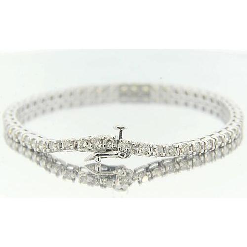 Bracelet Authentique Diamant Rond Serti Griffe Or Blanc