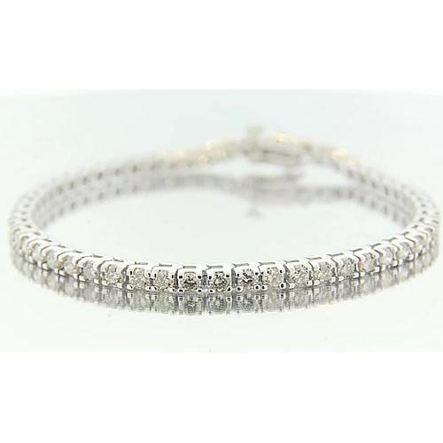 Bracelet Authentique Diamant Rond Serti Griffe 5.40 Carats Or Blanc