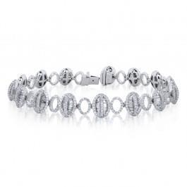 Bracelet Avec Griffes Pour Femme À 3 Carats De Naturel Diamants Ronds 14K  D'Or Blanc