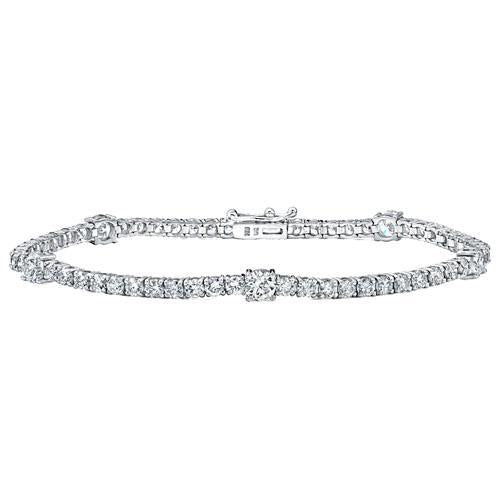Bracelet Avec Griffes Pour Femme à 6,65 Carats De Réel Diamants Ronds 14K D'Or Blanc