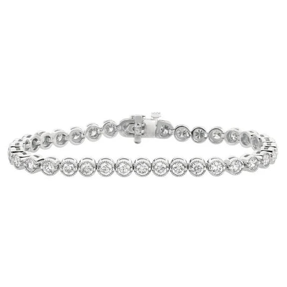 Bracelet Avec Griffes à 6 Carats De Réel Diamants 14K D'Or Blanc Nouveau