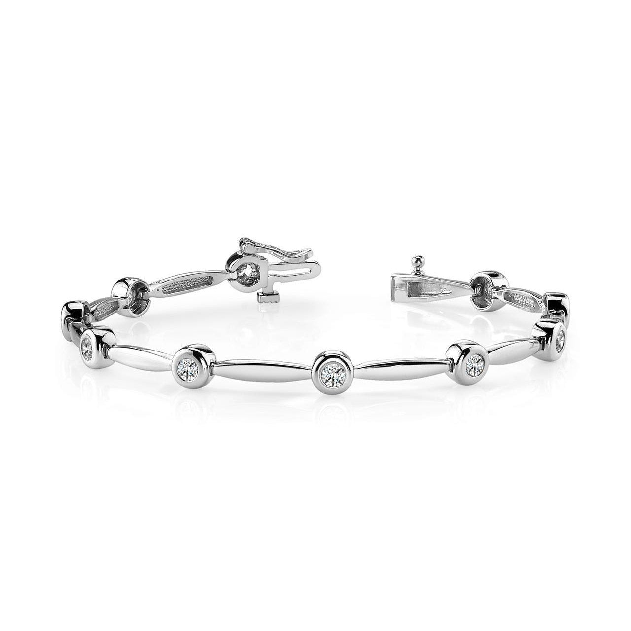 Bracelet Avec Liens À 2,5 Carats De Naturel Diamants Ronds Brillants 14K D'Or Blanc