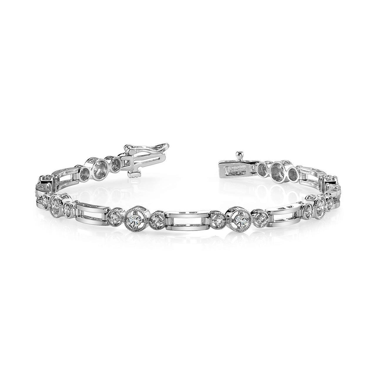 Bracelet Avec Liens À 3,20 Carats De Véritable Diamants Ronds Bijoux En Or Blanc