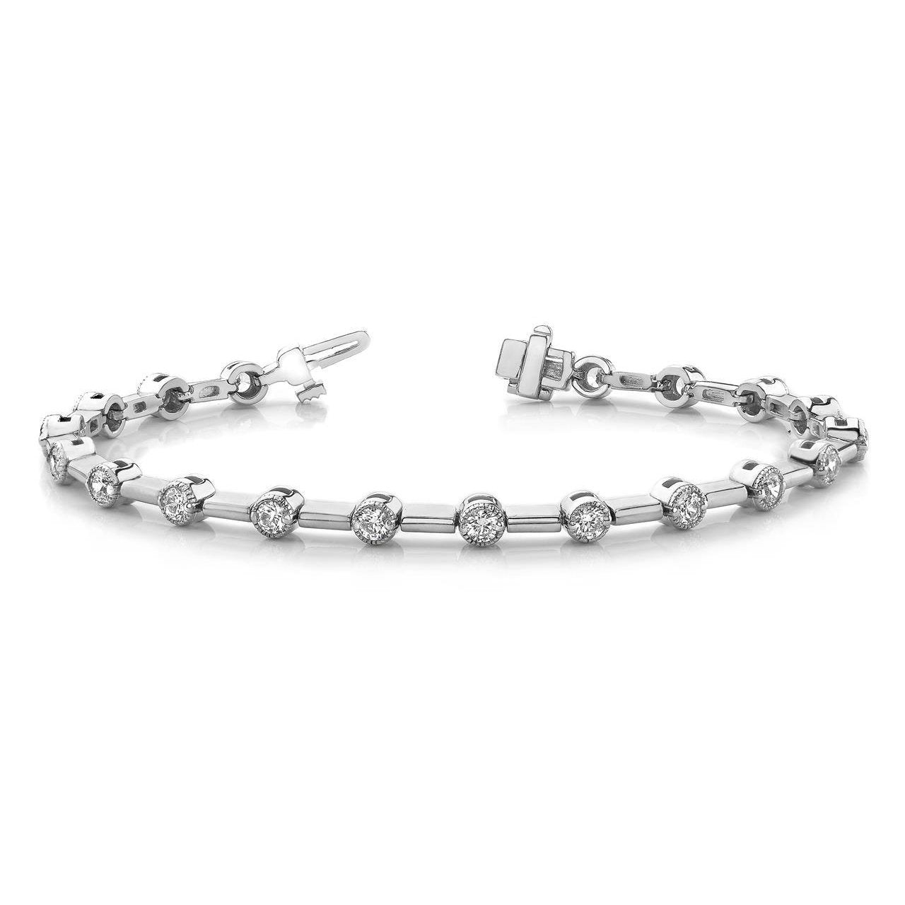 Bracelet Avec Liens À 5,70 Carats De Véritable Diamants Ronds Brillants 14K D'Or Blanc