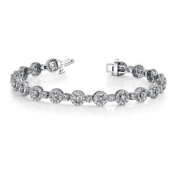 Bracelet Avec Liens Circulaires à 12 Ct De Réel Diamants Étincelants 14K D'Or Blanc