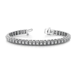 Bracelet Avec Liens De Style Milegrain En Or Blanc à 4,20 Ct De Réel Diamants Ronds