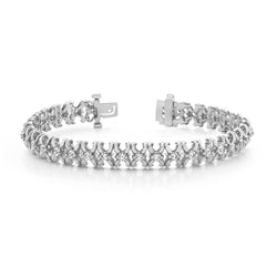 Bracelet Avec Liens De Style X À 3,75 Carats De Véritable Diamants Ronds 14K D'Or Blanc