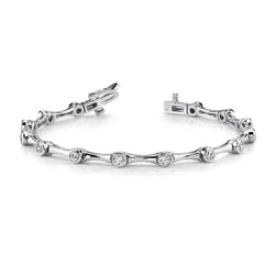 Bracelet Avec Liens En Colonne à 3,5 Carats De Naturel Diamants Ronds 14K D'Or Blanc