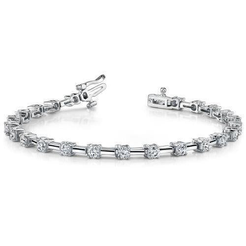 Bracelet Avec Liens Et Griffes à 5,75 Carats De Naturel Diamants Ronds 14K D'Or Blanc Solide