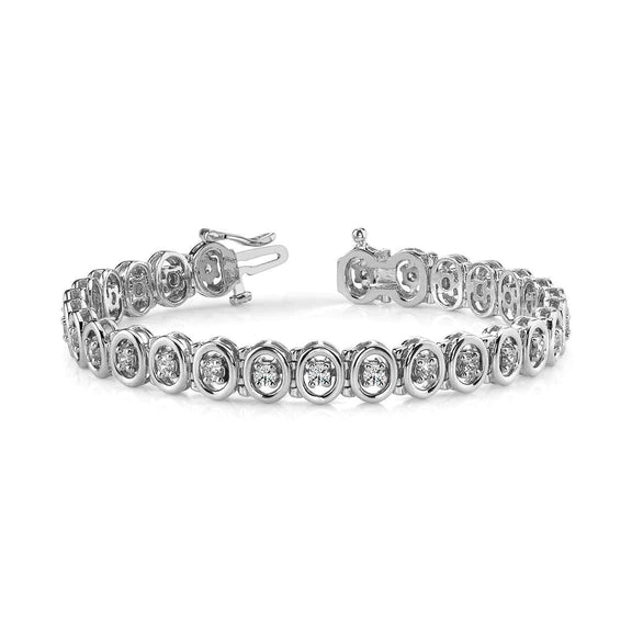 Bracelet Avec Liens à 5,60 Carats De Réel Diamants Ronds 14K D'Or Blanc Nouveau