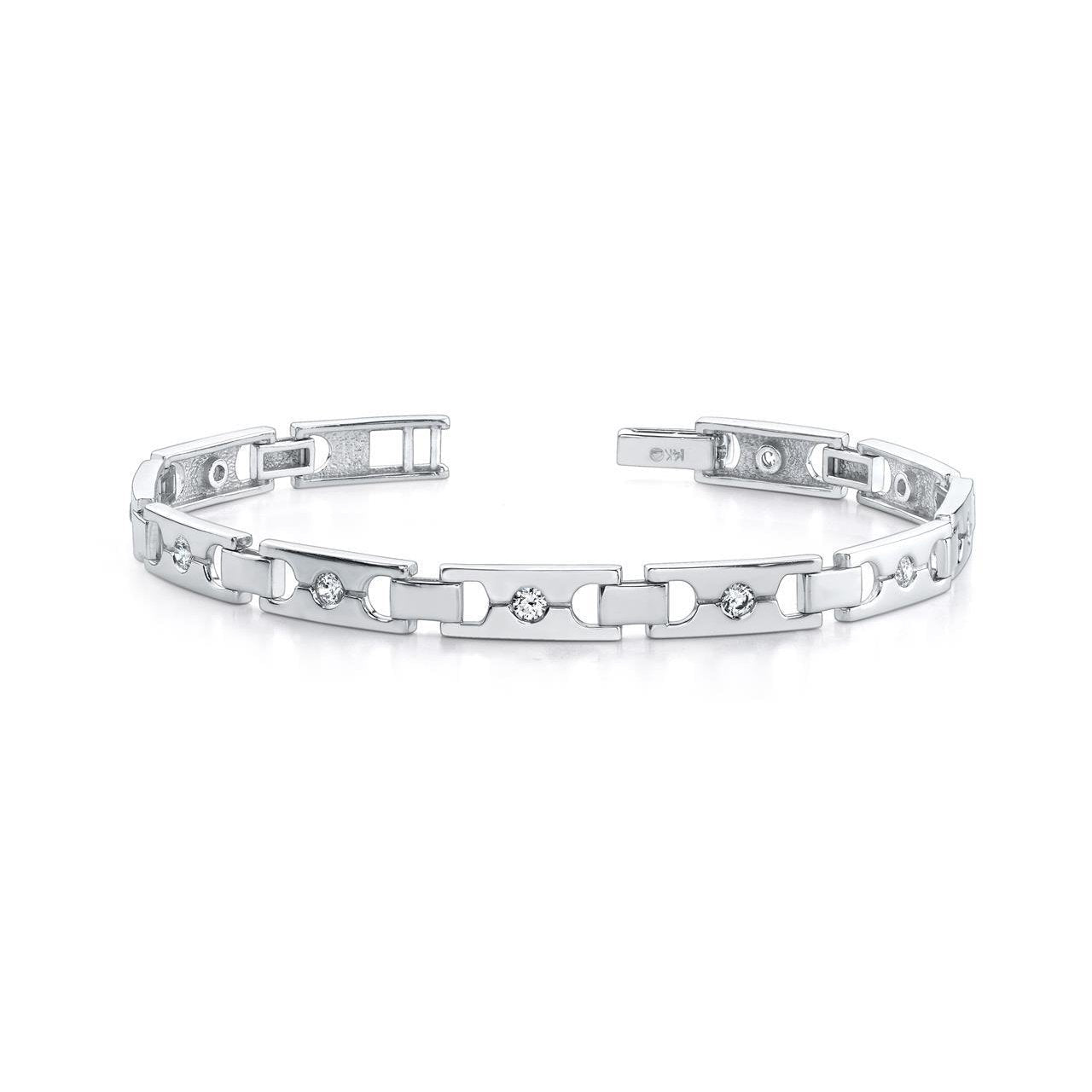 Bracelet Avec Liens à Boucle Unique à 2,50 Ct De Naturel Diamants Ronds 14K D'Or Blanc
