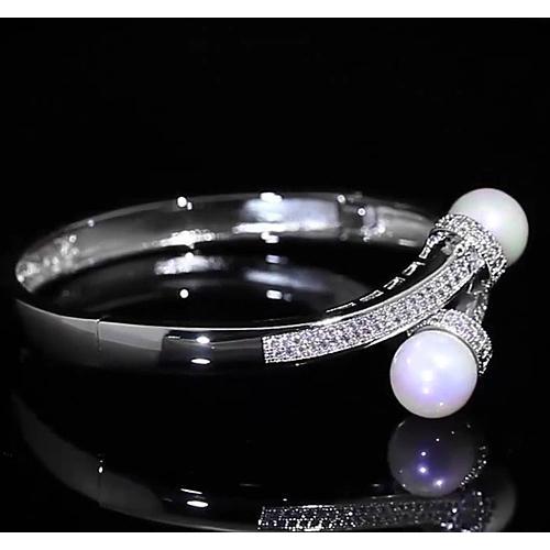 Bracelet Avec Perle En Réel Diamant de 12 MM Avec 4 Carats Bijoux Pour Femme F Vs1