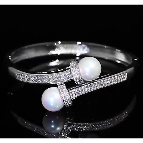 Bracelet Avec Perle En Réel Diamant de 12 MM Avec 4 Carats Bijoux Pour Femme F Vs1
