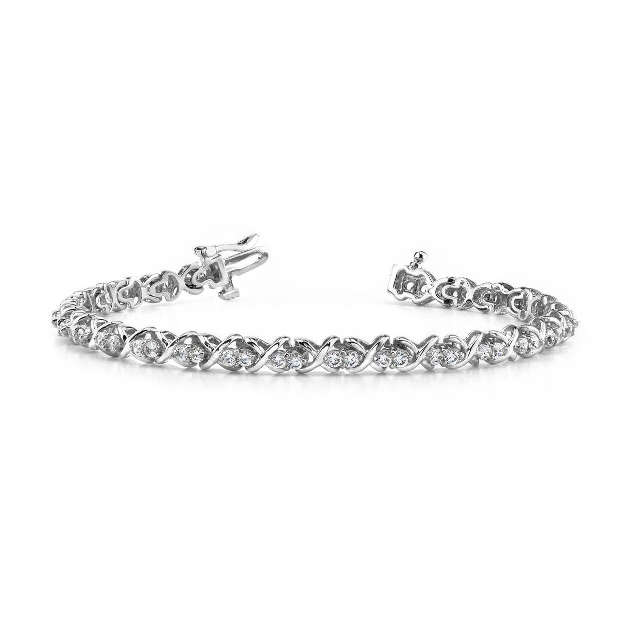 Bracelet Beau Avec Liens De Style X À 5,40 Carats De Réel Diamants Ronds Blanc Double