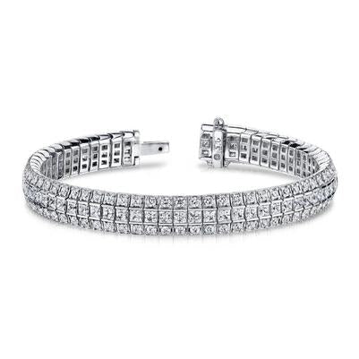 Bracelet Classique Exquis De 15 Carats Princesse Et Véritable Diamants Ronds