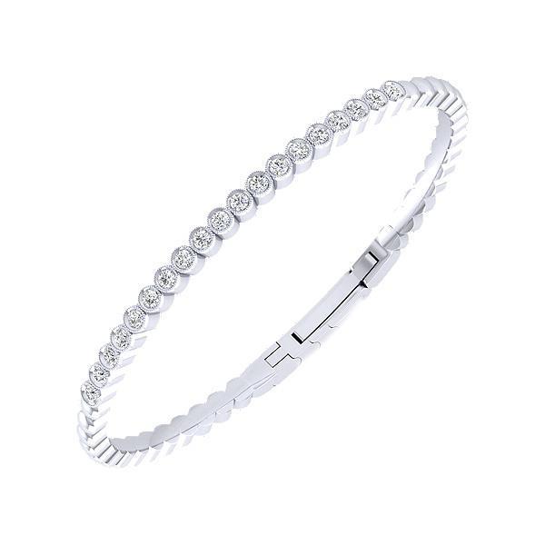 Bracelet De 3,80 Carats De Véritable Diamant Rond Pour Femme En Or Blanc 14K
