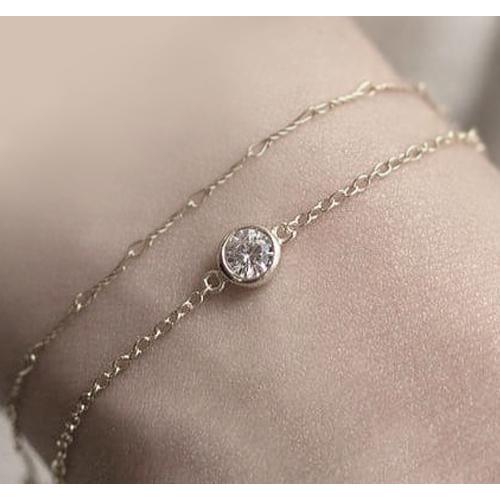 Bracelet De Naturel Diamants Serti Clos En Or Jaune 1 Carat Bijoux Pour Femmes