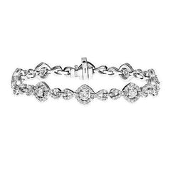 Bracelet De Style Halo Avec Liens Pour Femme À 6 Carats De Naturel Diamants Ronds Bijoux En Or Blanc Nouveau
