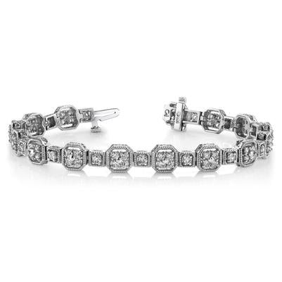 Bracelet De Style Vintage à 5,25 Carats De Réel Diamants Ronds Bijoux En Or Blanc