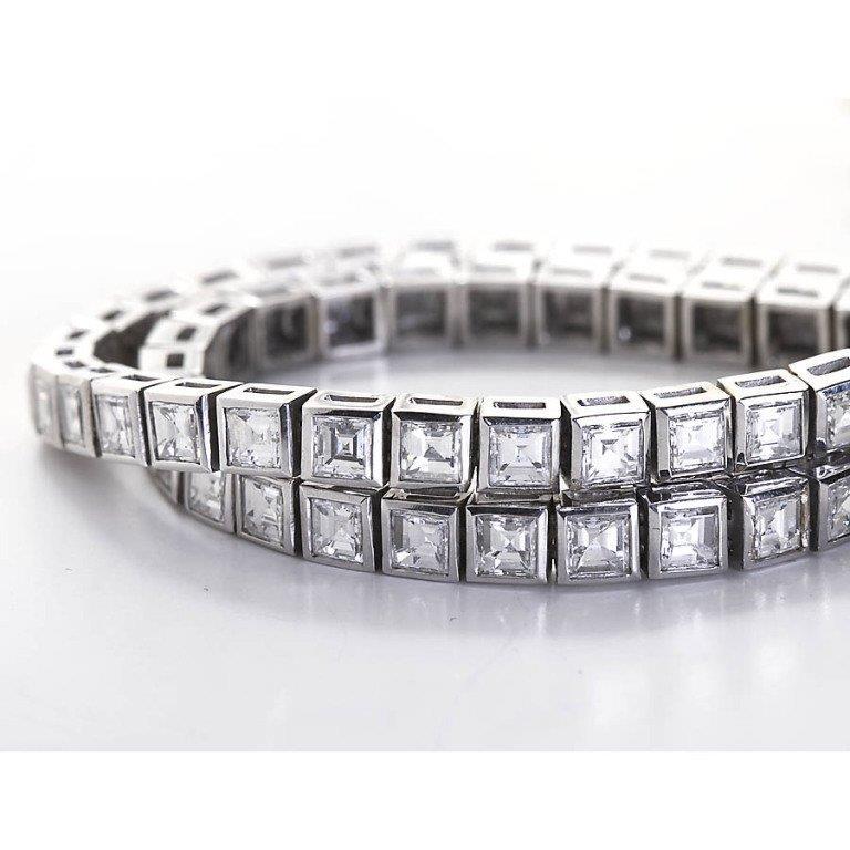 Bracelet De Tennis En Or Blanc 14K Avec Réel Diamants Taille Princesse De 12 Carats