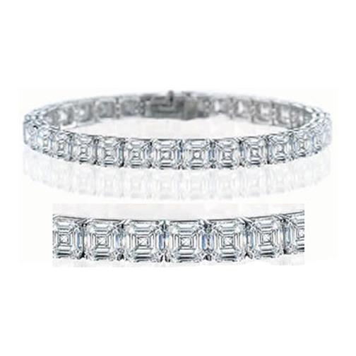 Bracelet De Tennis Magnifique Réel Diamant Taillé Asscher Bijoux En Or 48 Carats